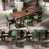 Large Modern Rectangular Table in Walnut Six Leather Chairs Modigliani Piombini